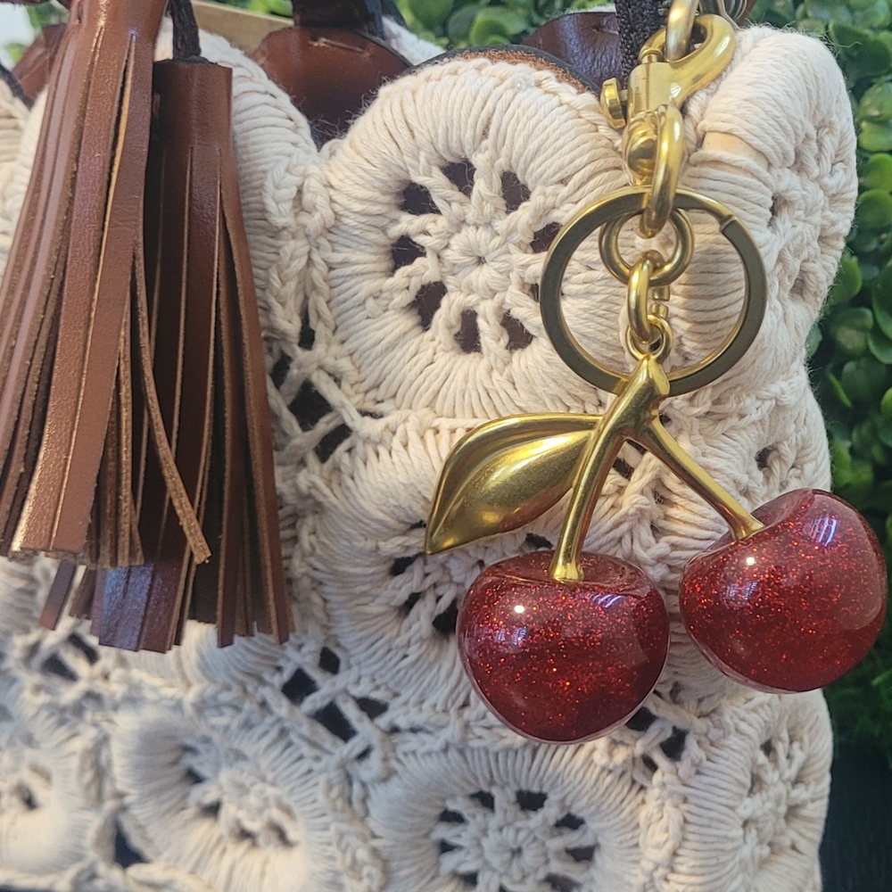 Cherry Keychain with Gold Accents - Picture 3 of 6